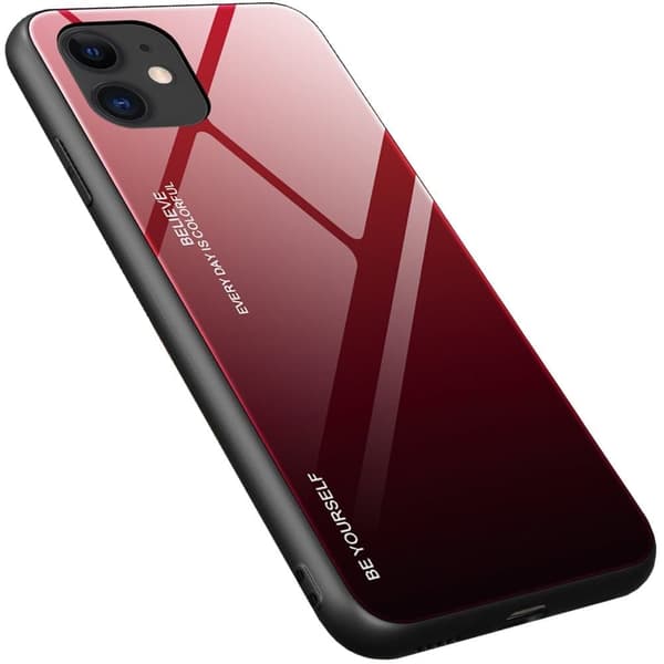 Gradient Glass-deksel, deksel, herdet glass, iPhone 12 mini, svart og rød