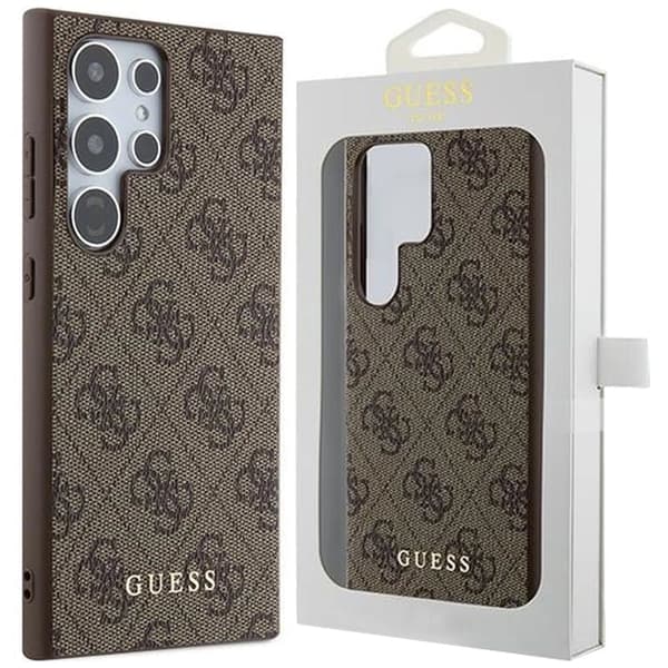 Guess 4G Metal Gold Logo Deksel til Samsung Galaxy S24 Ultra - Brun