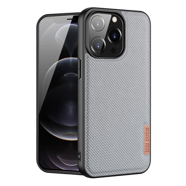 Dux Ducis Fino-deksel, deksel dekket med nylonmateriale, iPhone 13 Pro Max, grå