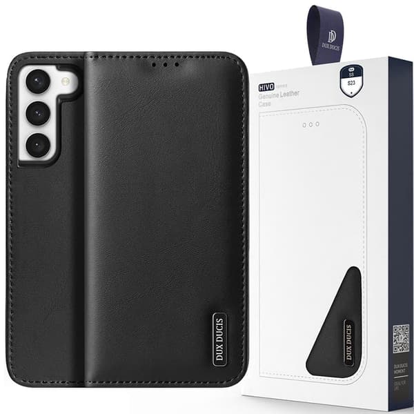 Dux Ducis Hivo-deksel til Samsung Galaxy S23+-deksel med lommebokholder RFID-blokkering svart