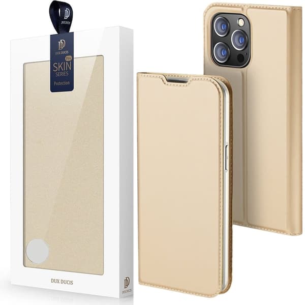 Dux Ducis Skin Pro deksel med klaff iPhone 14 Pro Max gull