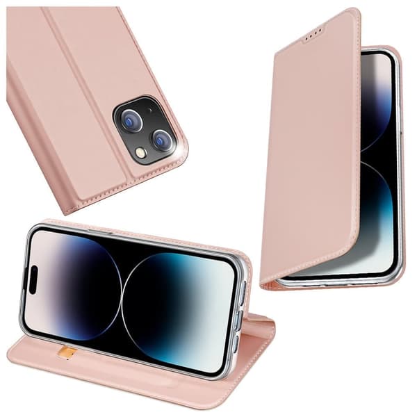 Dux Ducis Skin Pro iPhone 15 Plus-deksel med klaff og lommebok - rosa