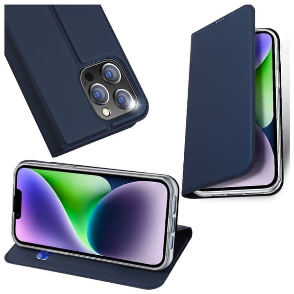 Dux Ducis Skin Pro iPhone 15 Pro-deksel med klaff og lommebok - blå