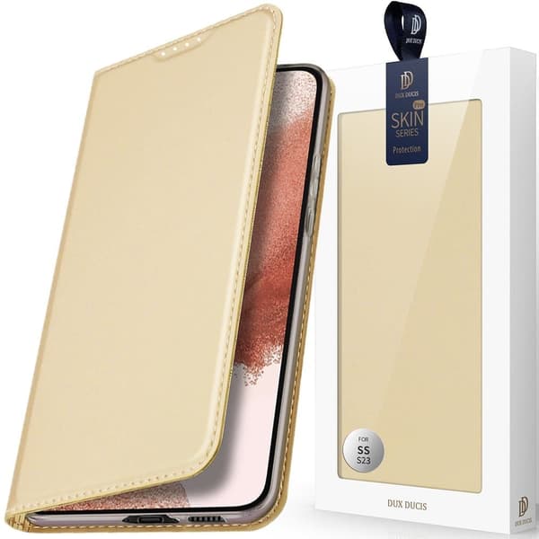Dux Ducis Skin Pro-deksel til Samsung Galaxy S23+-deksel med kortlommebok med klaff? gyllen stativ