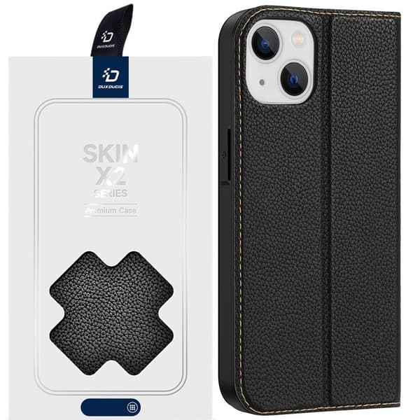 Dux Ducis Skin X2 beskyttelsesdeksel til iPhone 14 Plus-deksel med magnetisk klaff svart