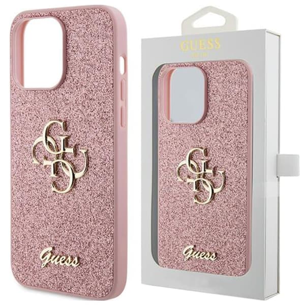 Guess GUHCP15LHG4SGP iPhone 15 Pro 6.1 rosa/rosa hardt deksel Glitter Script Big 4G