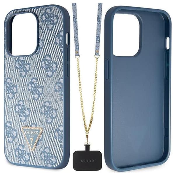 Guess GUHCP15LP4TDSCPB iPhone 15 Pro 6.1 blå/blå hardt deksel Crossbody 4G metalllogo