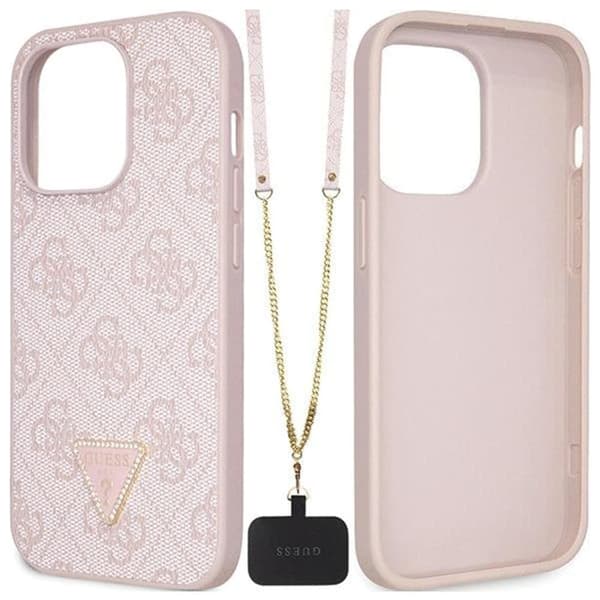 Guess GUHCP15LP4TDSCPP iPhone 15 Pro 6.1 rosa/rosa hardt deksel Crossbody 4G metalllogo