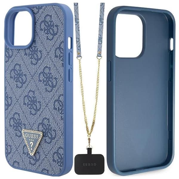 Guess GUHCP15SP4TDSCPB iPhone 15 6.1 blå/blå hardt deksel Crossbody 4G metalllogo