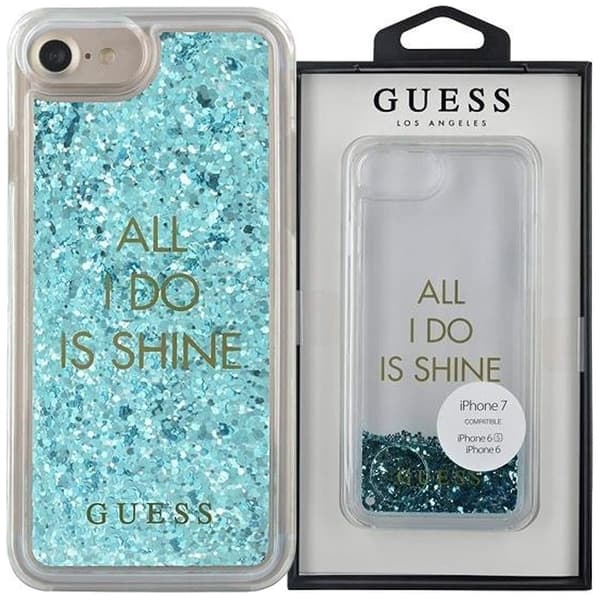 Gjett GUHCP7GLUQBL iPhone 6/7/8 /SE 2020 / SE 2022 blå/blå hardt deksel Liquid Glitter Party