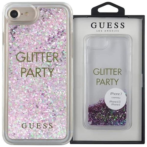 Gjett GUHCP7GLUQPU iPhone 6/7/8 /SE 2020 / SE 2022 lilla/lilla hardt deksel Liquid Glitter Party