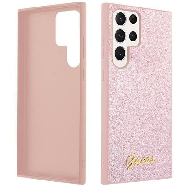 Guess GUHCS23LHGGSHP S23 Ultra S918 veske - Pink Glitter Script