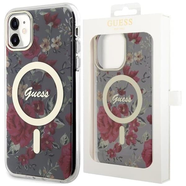 Guess GUHMN61HCFWSA-deksel til iPhone 11 / Xr grønn/khaki hardt deksel Flower MagSafe