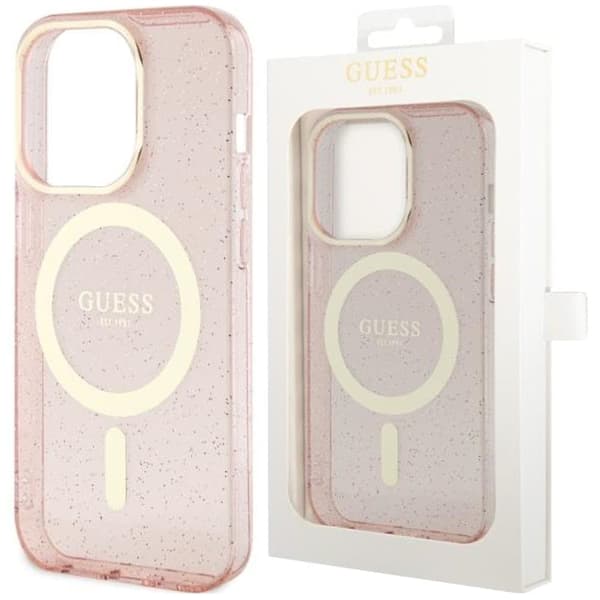 Guess GUHMN61HCMCGP-deksel til iPhone 11 / Xr - Pink Glitter Gold MagSafe