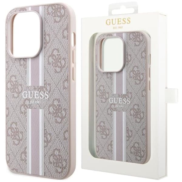 Guess GUHMP13LP4RPSP beskyttelsesdeksel for iPhone 13 Pro / 13 - rosa 4G Printed Stripes MagSafe