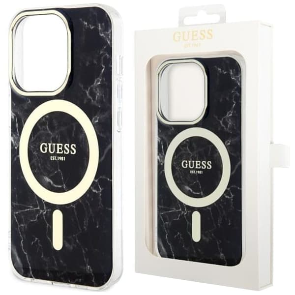 Guess GUHMP14XPCUMAK-deksel til iPhone 14 Pro Max 6.7 - svart Marble MagSafe