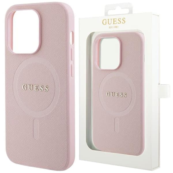 Guess GUHMP14XPSAHMCP-deksel til iPhone 14 Pro Max - rosa Saffiano MagSafe
