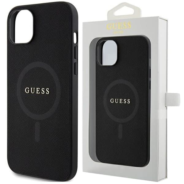Guess GUHMP15MPSAHMCK iPhone 15 Plus 6.7 svart/svart hardt deksel Saffiano MagSafe