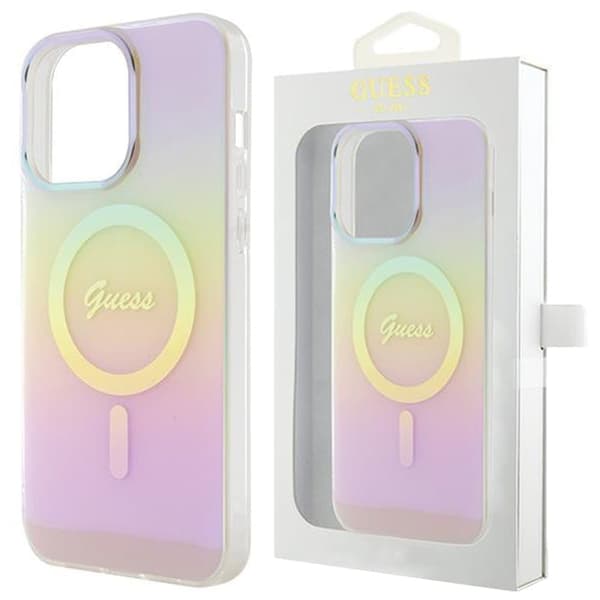 Guess GUHMP15SHITSP iPhone 15 6.1 rosa/rosa hardt deksel IML Iridescent MagSafe