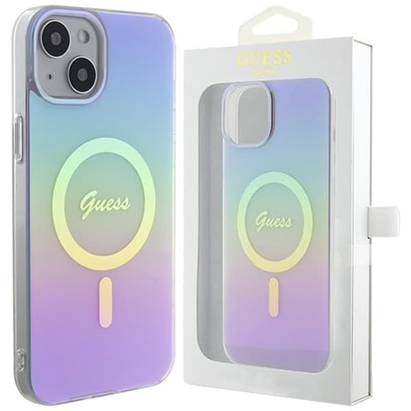 Guess GUHMP15SHITSU iPhone 15 6.1 lilla/lilla hardt deksel IML Iridescent MagSafe