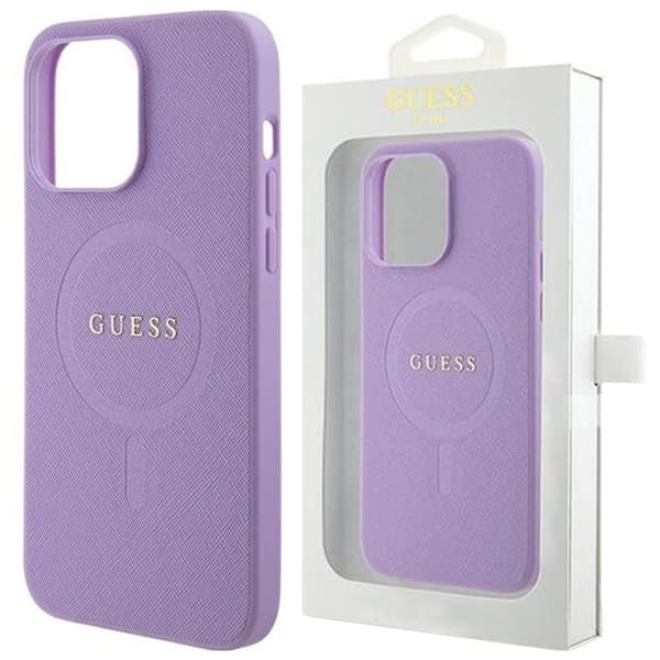 Guess GUHMP15SPSAHMCU iPhone 15 6.1 lilla/lilla hardt deksel Saffiano MagSafe