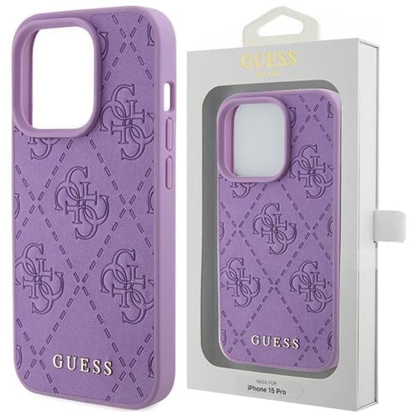 Guess Leather 4G-merket deksel til iPhone 15 Pro - lilla