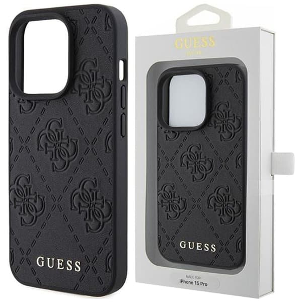 Guess Leather 4G-merket deksel til iPhone 15 Pro - svart
