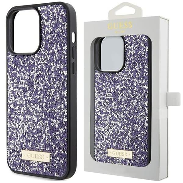 Guess Rhinestone Metal Logo beskyttelsesdeksel til iPhone 15 Pro - rosa