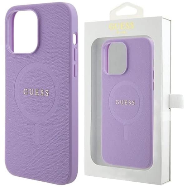 Guess Saffiano MagSafe-deksel til iPhone 15 Pro - lilla
