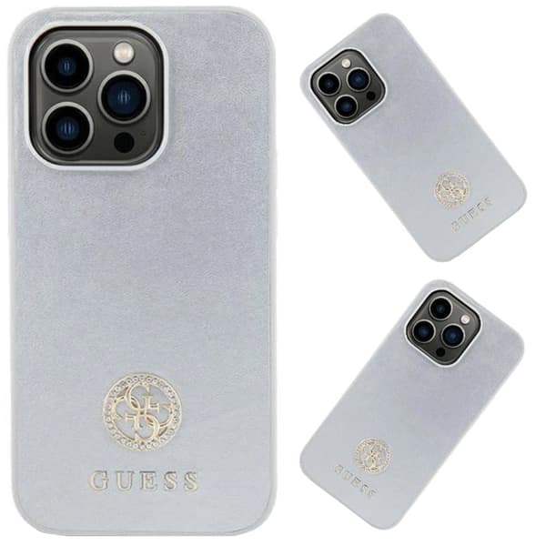 Guess Strass Metal Logo Deksel til iPhone 15 - Sølv
