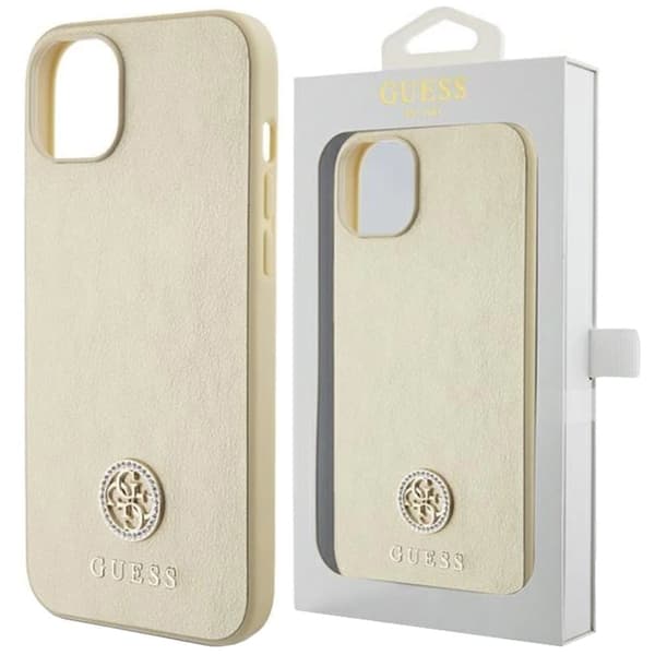 Guess Strass Metal Logo Deksel til iPhone 15 Pro - Gull