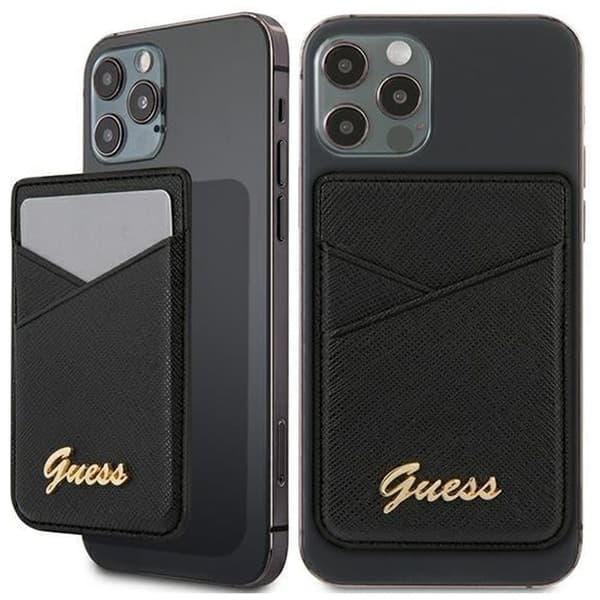 Guess Wallet kortspor GUWMSSASLBK MagSafe Saffiano svart/svart