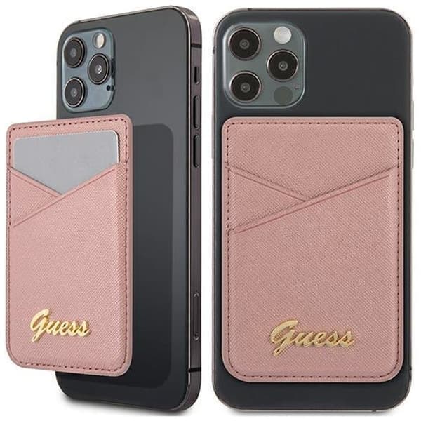 Guess Wallet-kortspor GUWMSSASLPI MagSafe Saffiano rosa/rosa