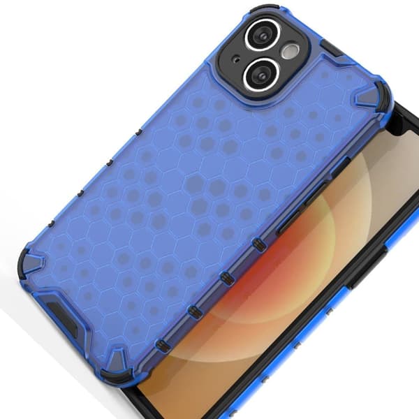 Honeycomb iPhone 14 Plus-deksel, pansret hybriddeksel, blå