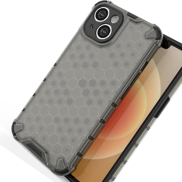 Honeycomb iPhone 14-deksel, pansret hybrid-deksel, svart