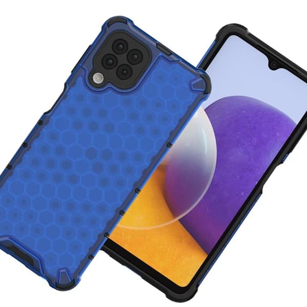 Honeycomb pansret deksel med gelramme for Samsung Galaxy A22 4G blå