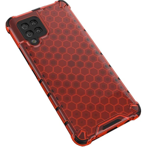 Honeycomb-lignende pansret deksel med gelramme for Samsung Galaxy A42 5G rød telefon