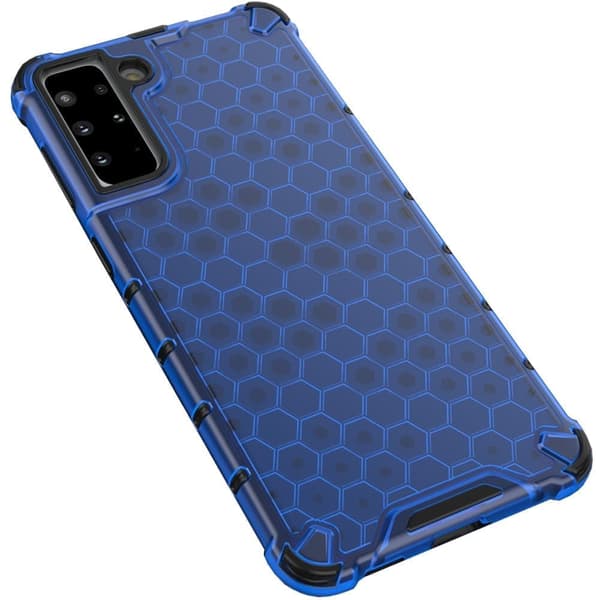 Honeycomb pansret deksel med gelramme for Samsung Galaxy S22 blå