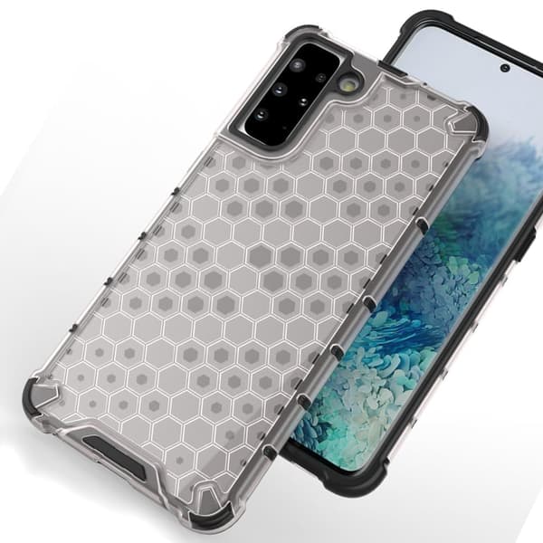 Honeycomb pansret deksel med gelramme for Samsung Galaxy S22 gjennomsiktig