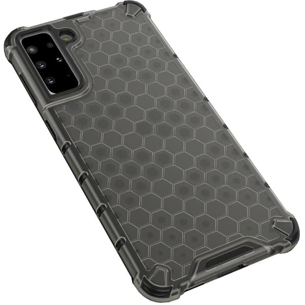 Honeycomb pansret deksel med gelramme for Samsung Galaxy S22+ (S22 Plus) svart