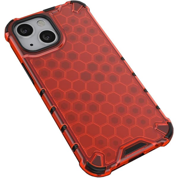 Honeycomb-deksel, pansret deksel med gelramme, iPhone 13, rød