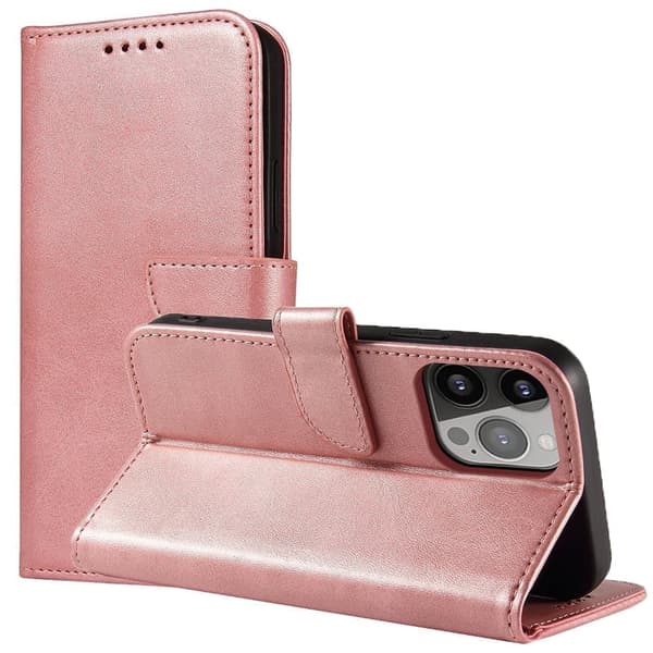 Magnetdeksel til Samsung Galaxy S23 Ultra, flip-deksel, lommebokholder, rosa