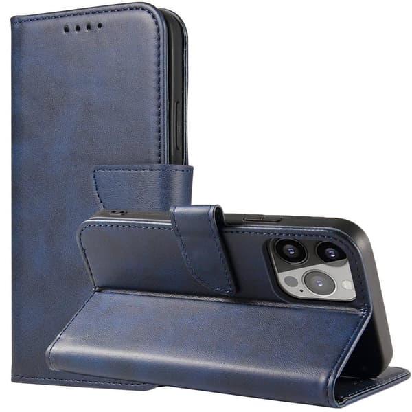 Magnetisk etui, stilig etui med klaff og stativfunksjon for iPhone 13 Pro, blå