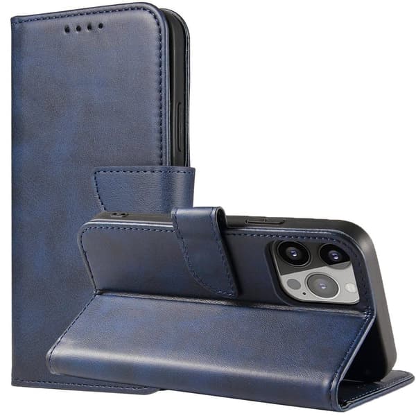 Magnetisk etui, stilig etui med klaff og stativfunksjon for iPhone 14 Pro, blå