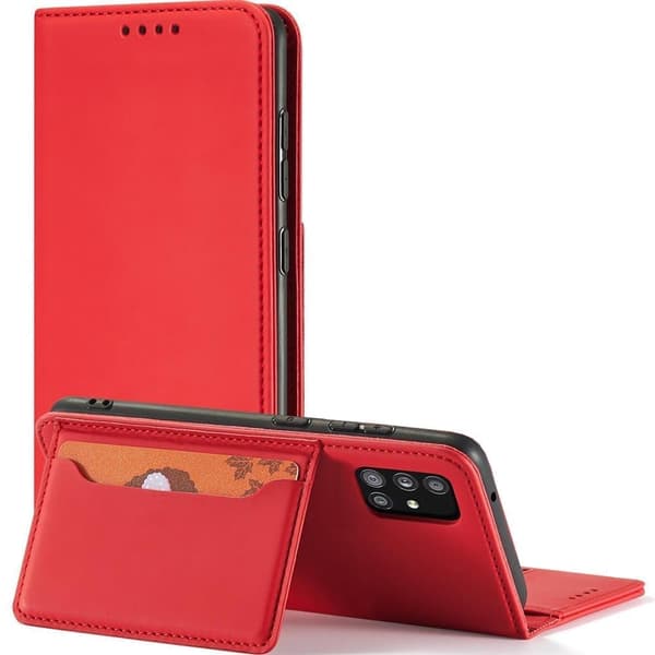 Magnetisk kortveske til Xiaomi Redmi Note 11 Pro kortlommebeskytter? rødt stativ