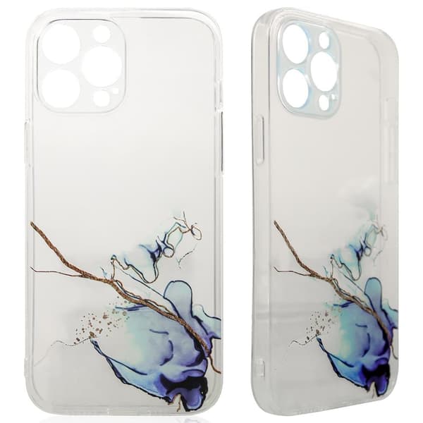 Marble Case-deksel til iPhone 12 Pro Max, gel-skall, marmorblå