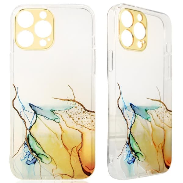 Marble Case-deksel til iPhone 13 Pro Max, gel-skall, marmororansje