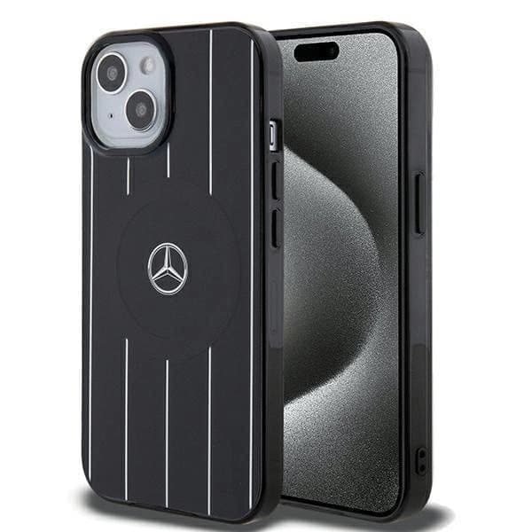 Mercedes Double Layer Crossed Lines MagSafe beskyttelsesdeksel til iPhone 15 - svart