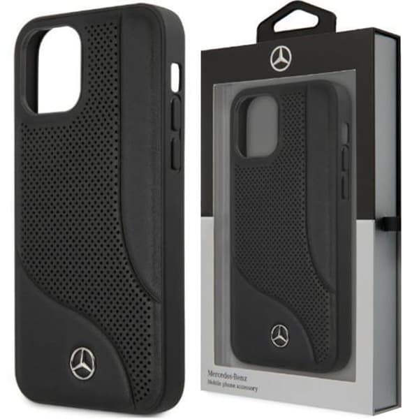 Mercedes MEHCP12LCDOBK iPhone 12 Pro Max 6.7 svart/svart hardt deksel Perforert område i skinn