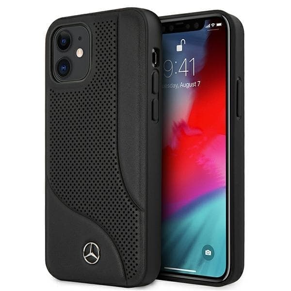 Mercedes MEHCP12SCDOBK iPhone 12 mini 5,4" musta/musta kovakotelo Nahkarei'itetty alue